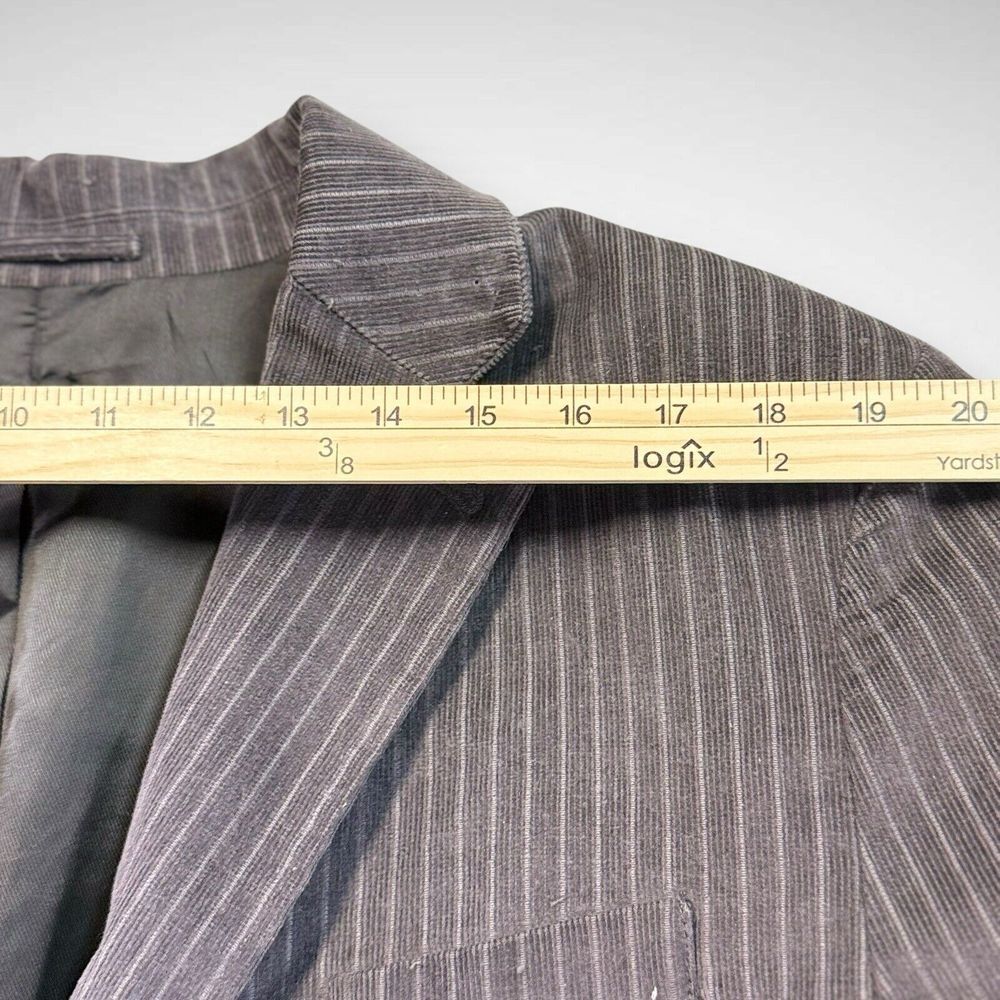 Banana Republic Corduroy Blazer Mens 46 Long Gray Striped Lined Casual Western‎ - Picture 4 of 9